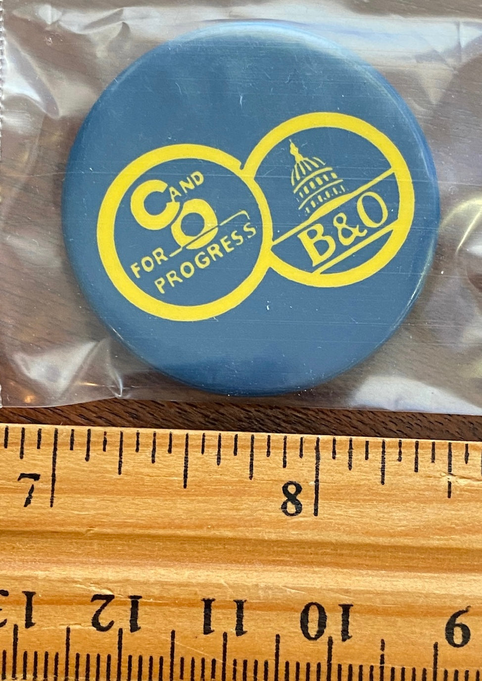 C and O for Progress B&O Pin Railroad Merger Button