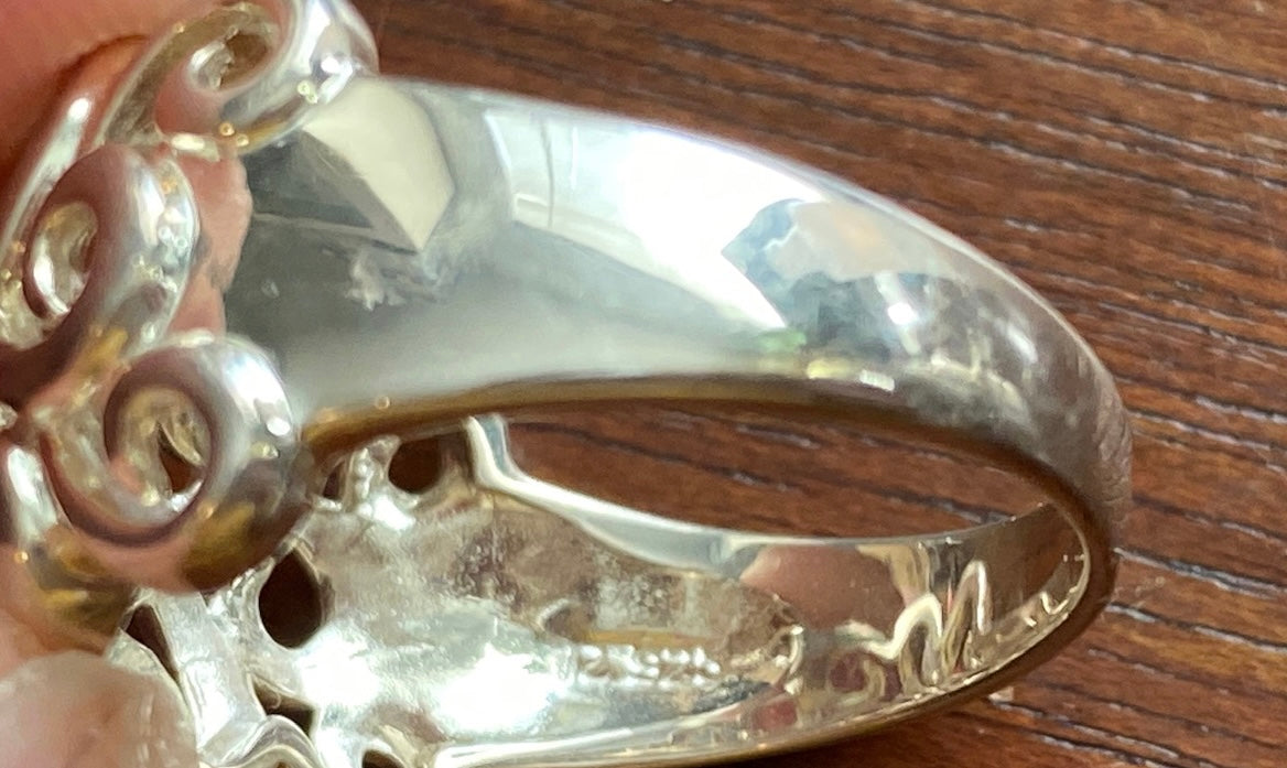 Sterling Silver 925 Filigree Cloud Swirl Ring Sz 8.75