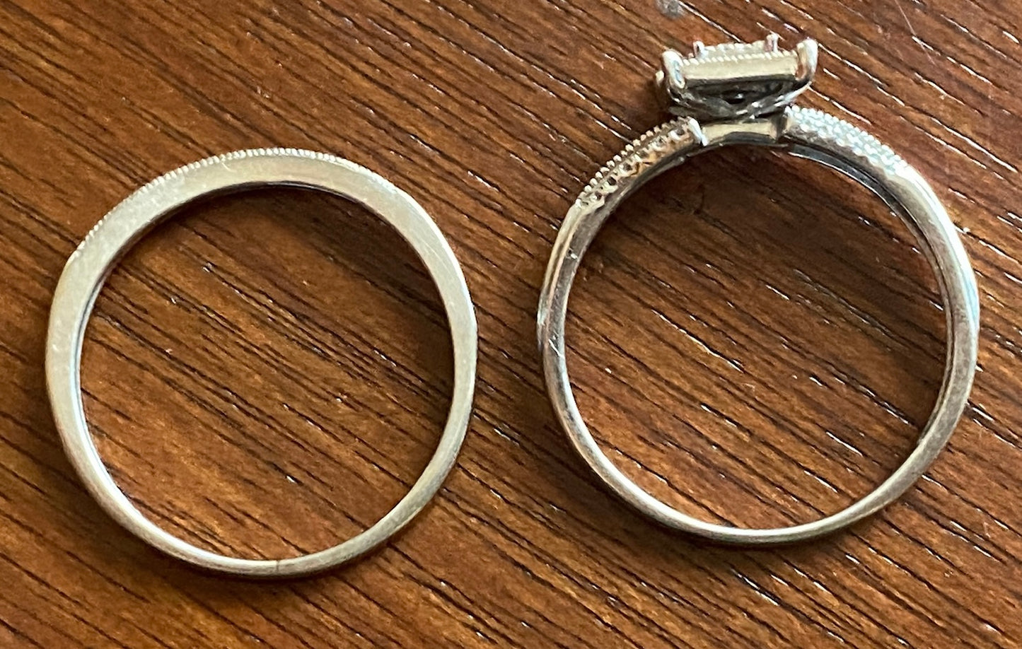 10k White Gold Diamond Wedding Set Engagement Band Ring Sz 6