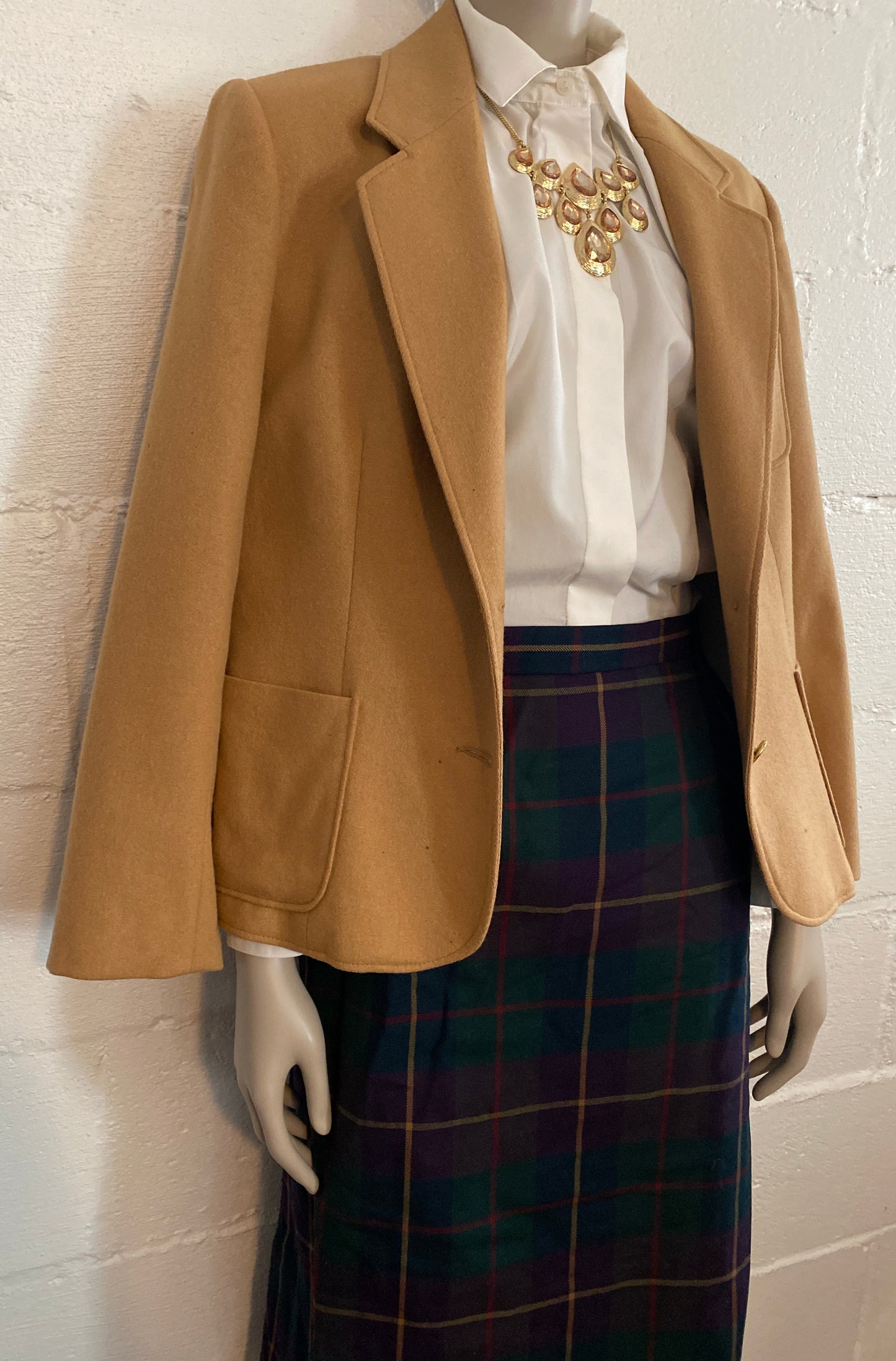 Vintage Jones New York 100% Pure Wool Plaid High Waist Skirt Sz 14 Pockets