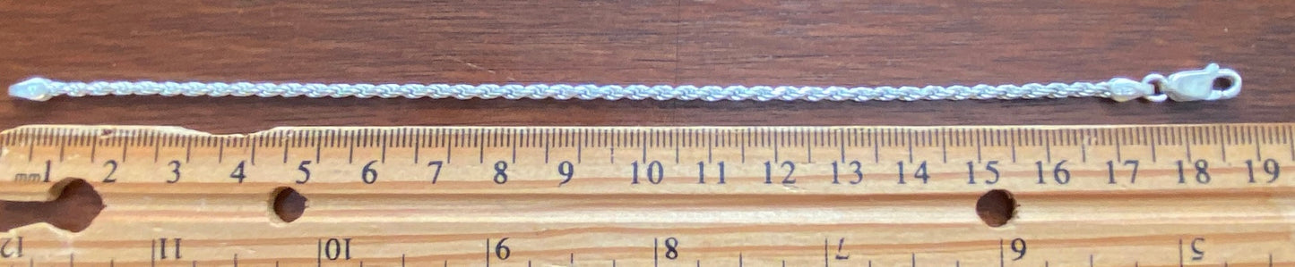 Sterling Silver 925 Twist Chain Bracelet 7.5" Long