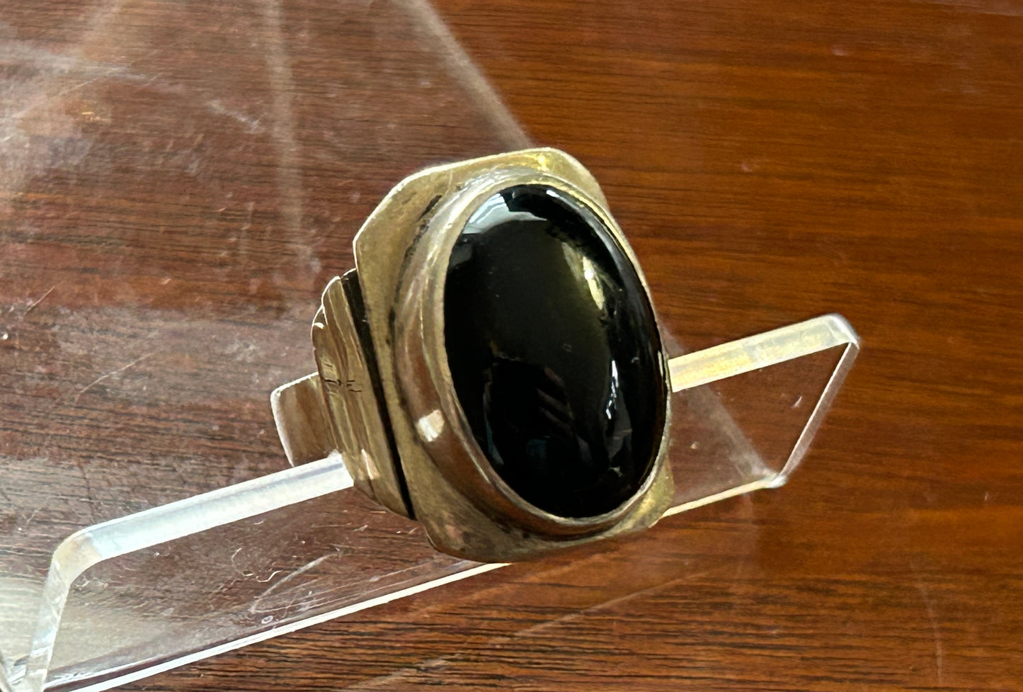 Sterling Silver 925 Large Onyx Cabochon Ring Sz 8