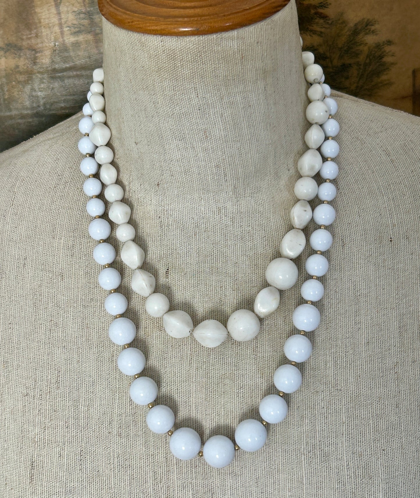 Vintage Black & White Chunky Bead Statement Jewelry Lot Necklace Bracelet