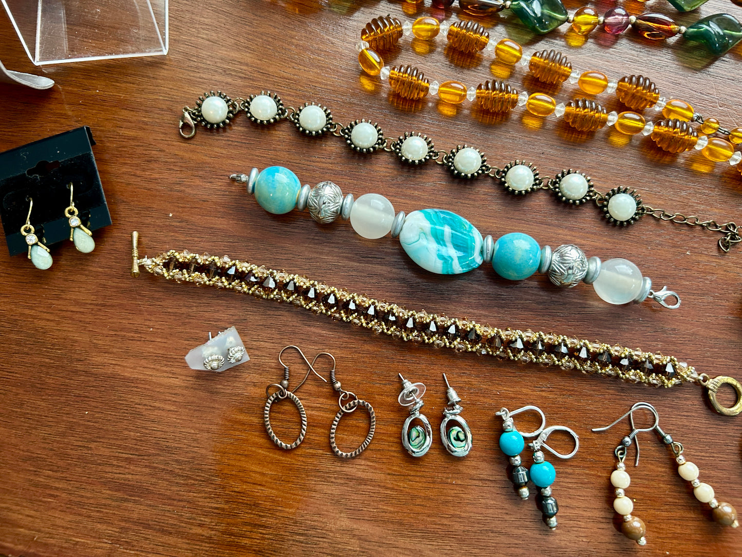 Vintage to Now Southwest Boho Jewelry Lot Faux Turquoise Pearl Beads Shell More