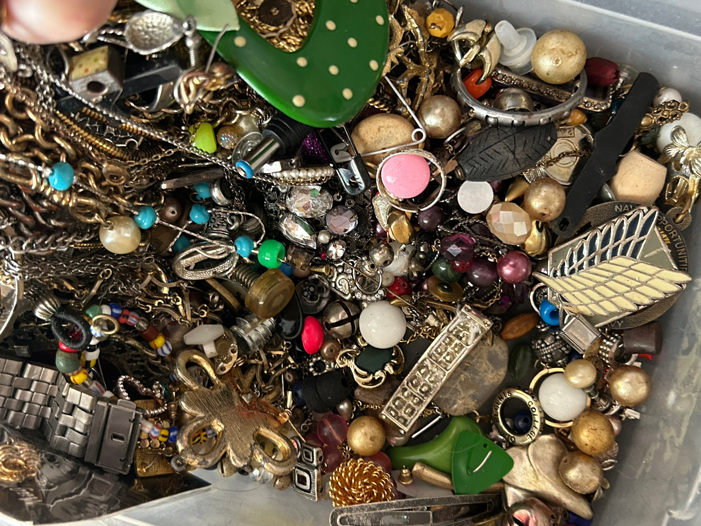 Jewelry Lot over 5lbs Vintage to Now Broken Crafts AS IS Rhinestones Cabochon