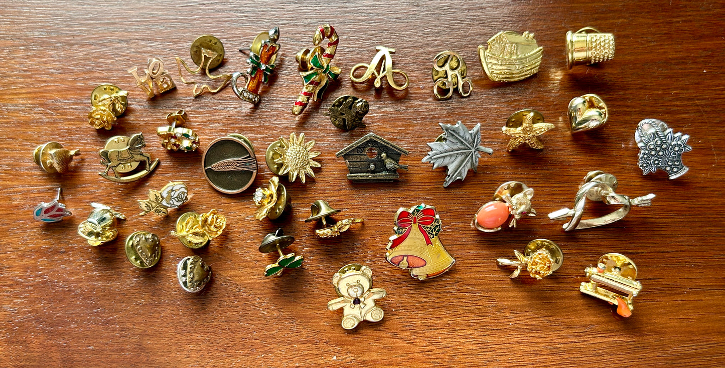 Vintage to Now Lapel Pin Pinback Brooch Lot Avon Birdhouse Flowers Teddy Bears