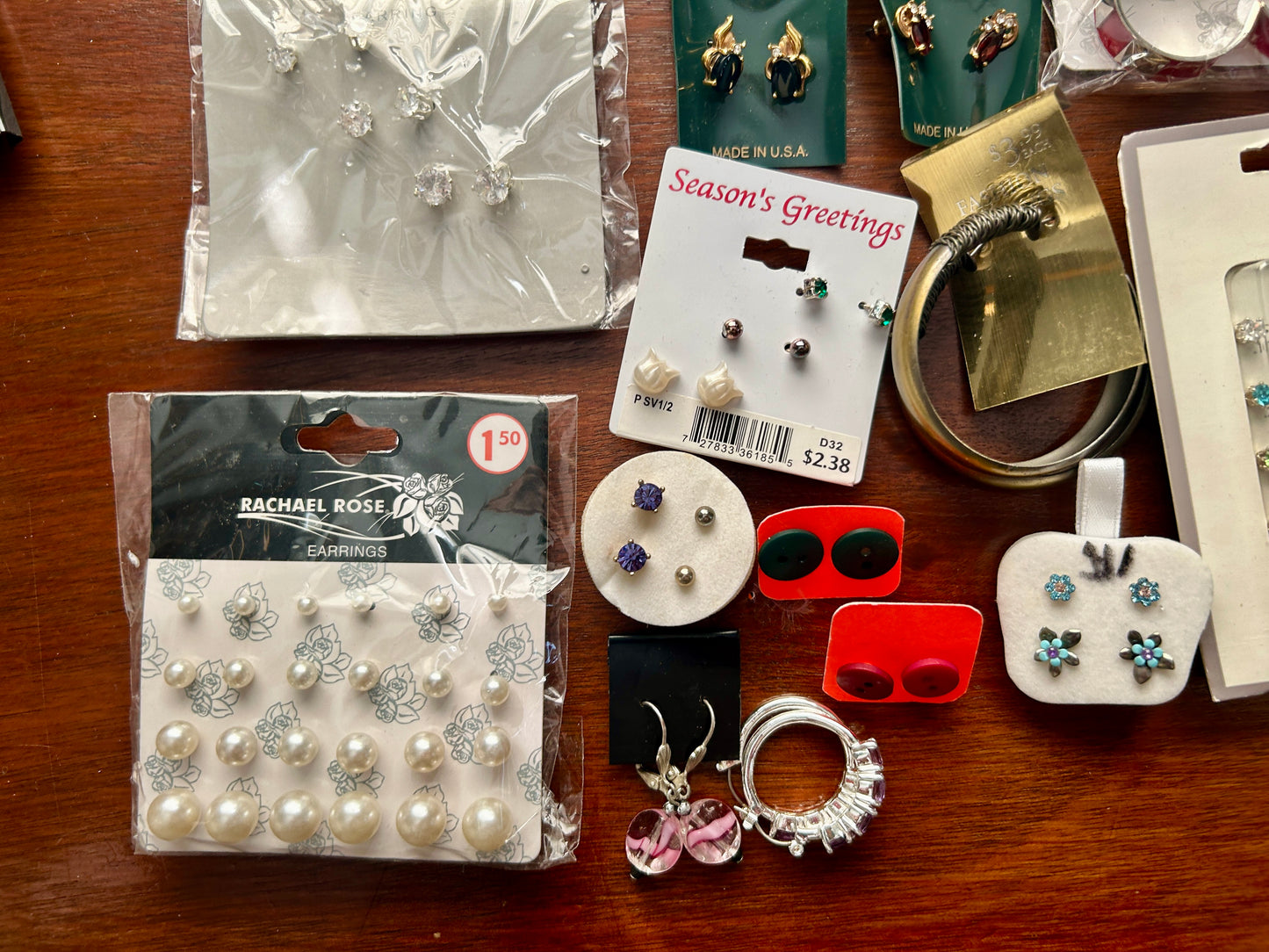 Contemporary Pierced Earring Lot Faux Pearl Stud Hoop Rhinestone & More