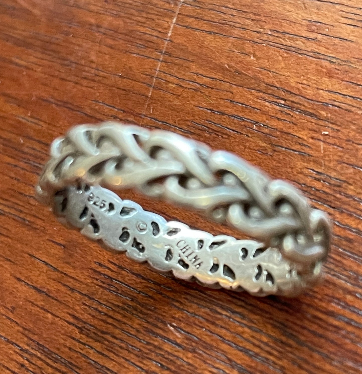 Vintage Sterlings Silver Woven Knot Band Ring Sz 6.25