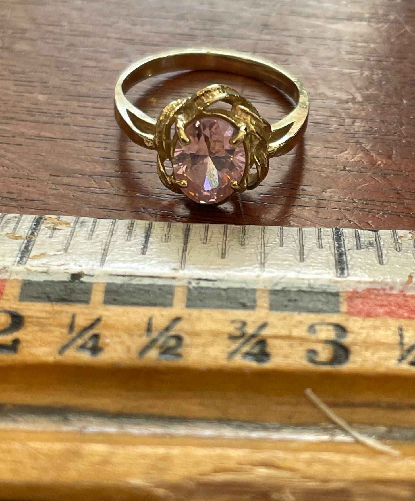 Vintage Pink Topaz 10k Yellow Gold Ring Sz 6 Signed BJM