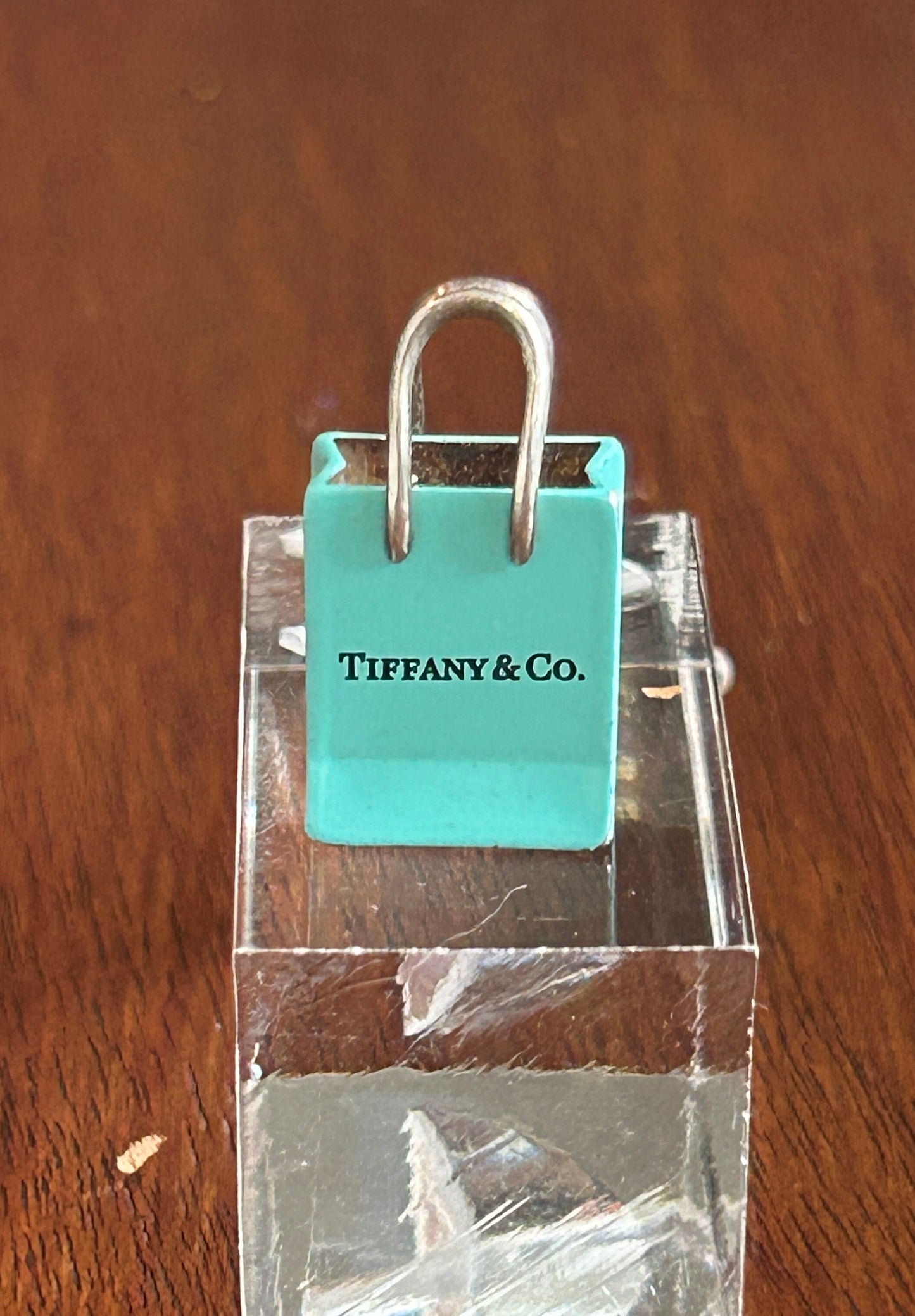 Tiffany & Co Sterling Silver 925 Blue Enamel Shopping Bag Charm Germany