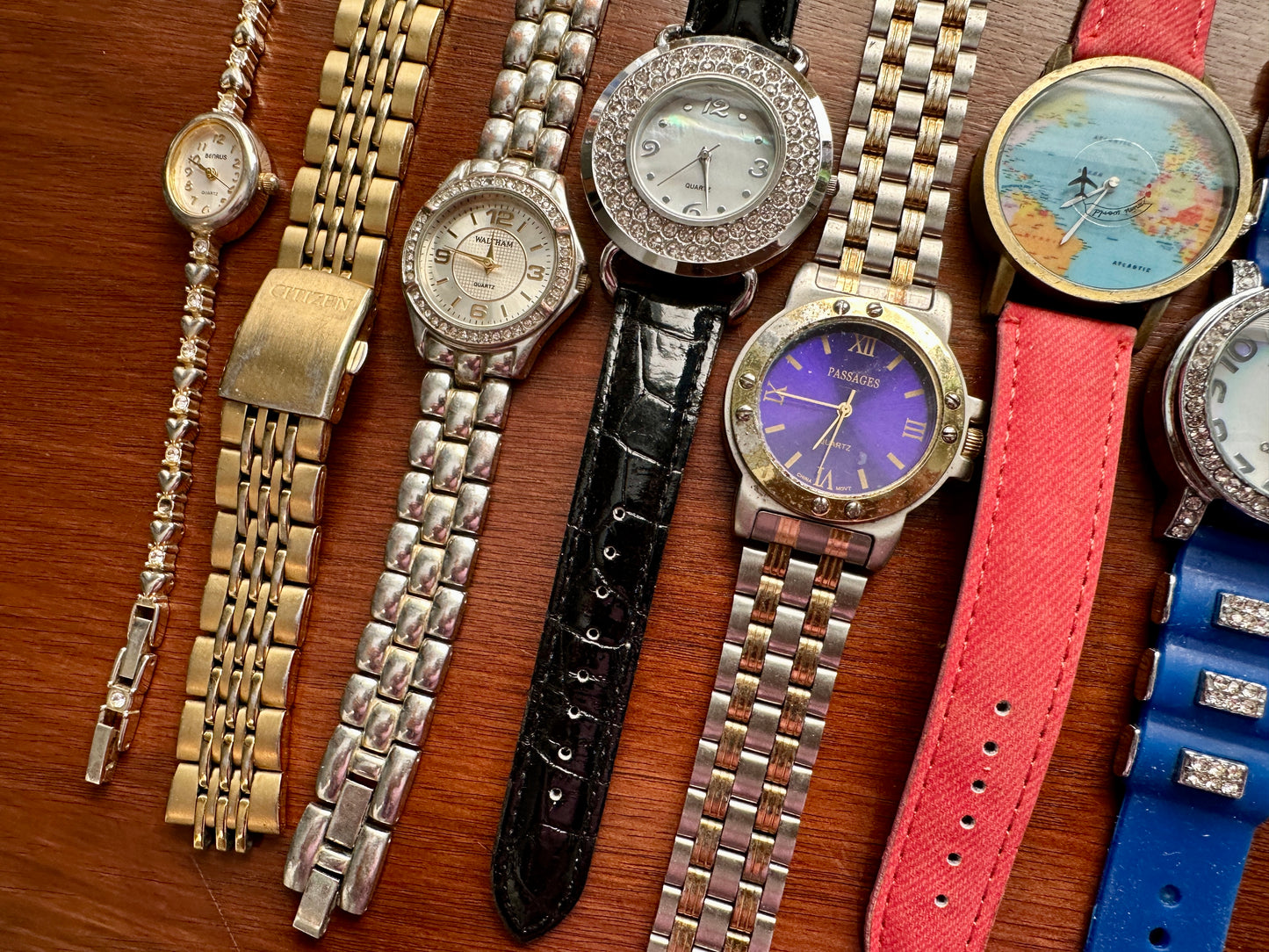 Vintage to Now Womens Wristwatch Watch Lot Gold Silver Rhinestone Quartz