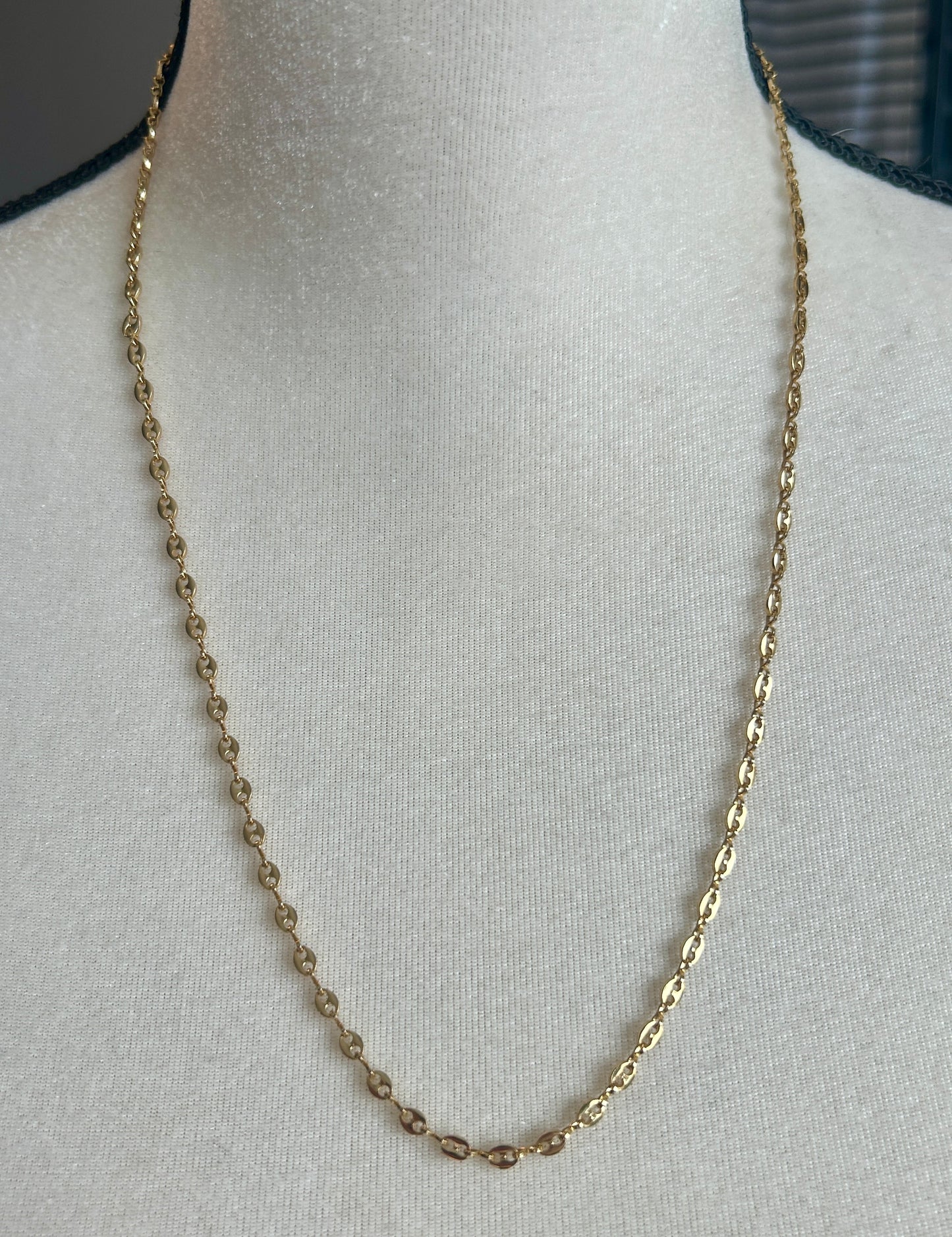 Gold Tone Anchor Chain Link Necklace 23.5" Long