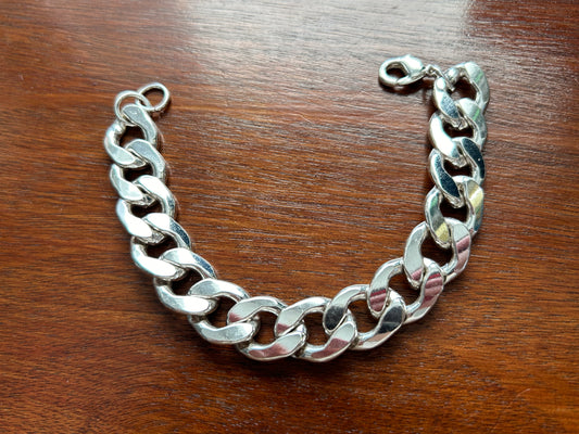 Vintage Silver Tone Chunky Chain Link Bracelet