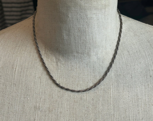 Sterling Silver 925 Twist Chain Necklace 17.5" Long x 2-3mm Wide