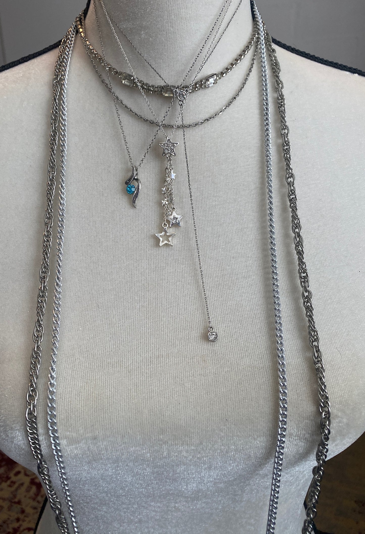 Silver Tone Chain Pendant Necklace Lot