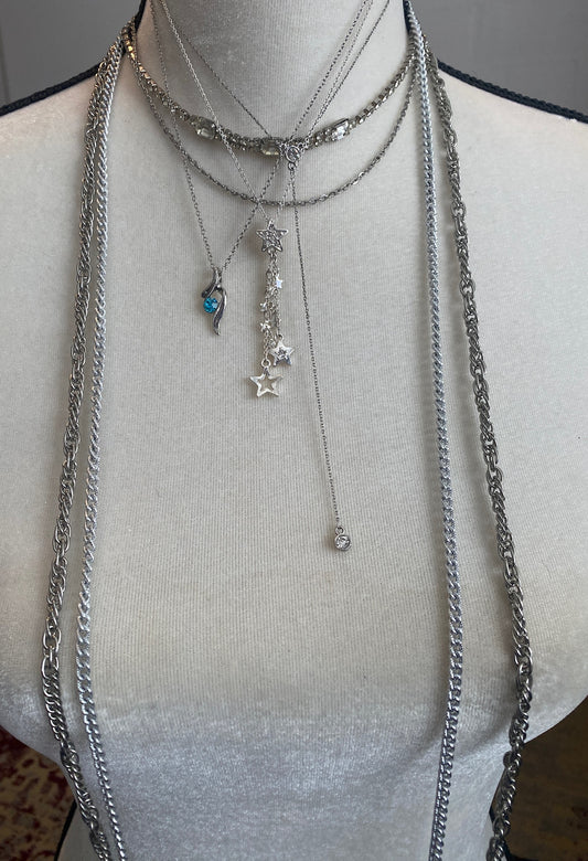 Silver Tone Chain Pendant Necklace Lot