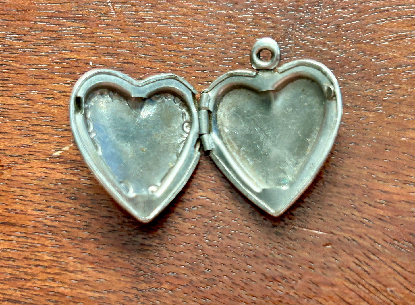 Vintage Etched "I love you" Heart Shaped Sterling Silver Rose Locket Pendant