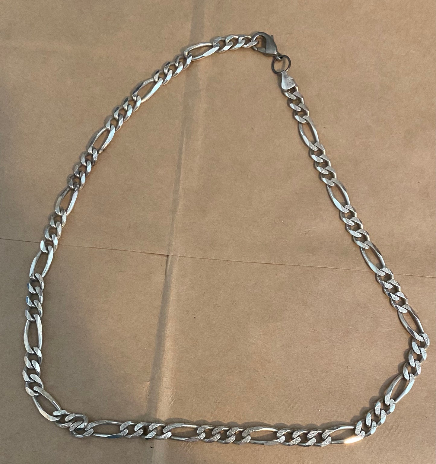 Sterling Silver 925 Flat Link Figaro Chain Link Necklace