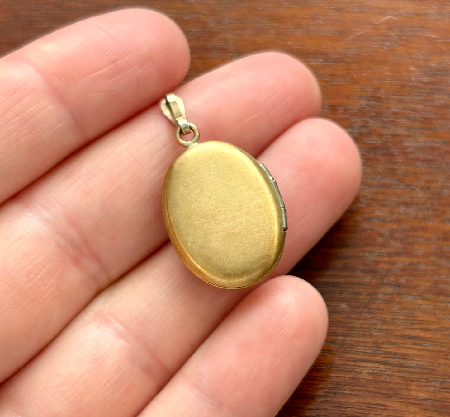 Vintage Gold Filled Oval Opal Flower Pendant Locket