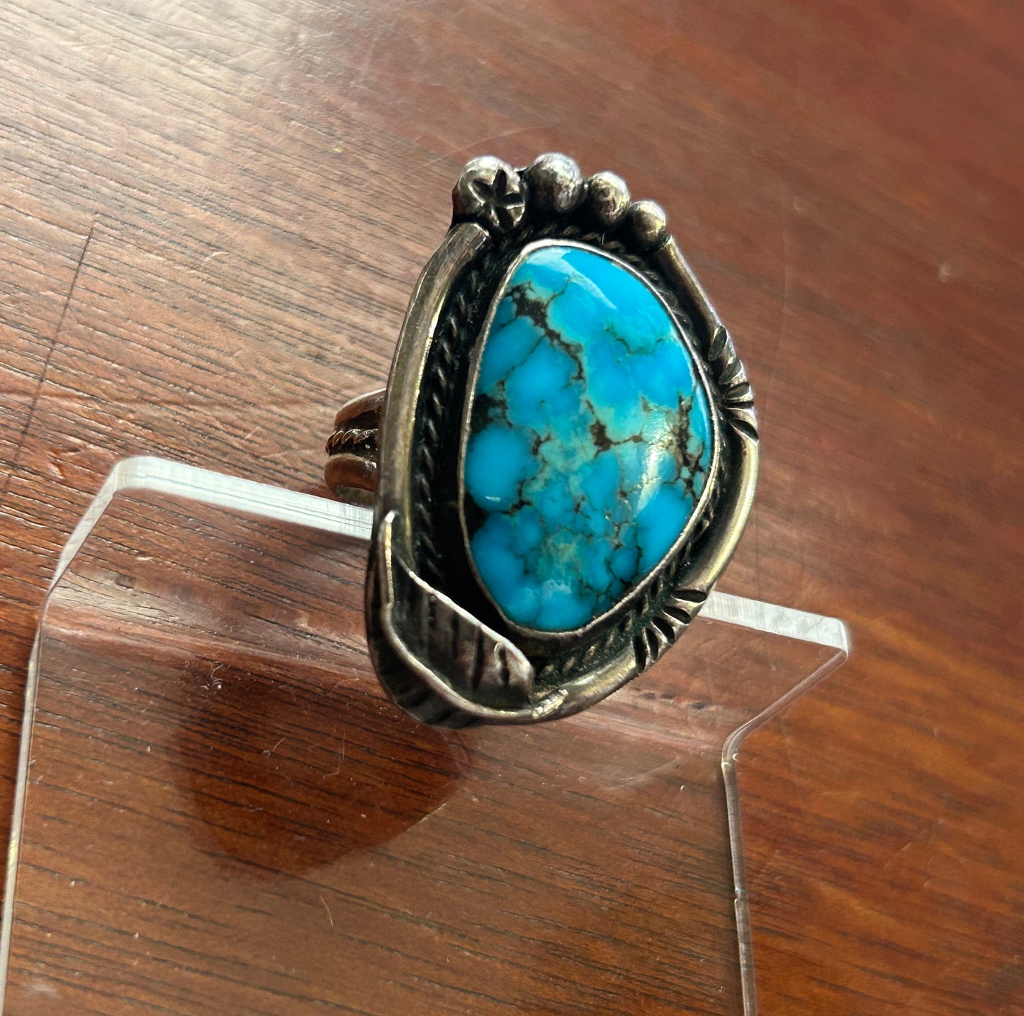 Vintage Old Pawn Sterling Silver 925 Turquoise Ring Sz 8