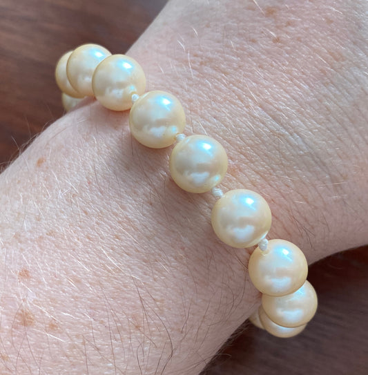 Ivory Large Faux Pearl Knotted Strand Bracelet