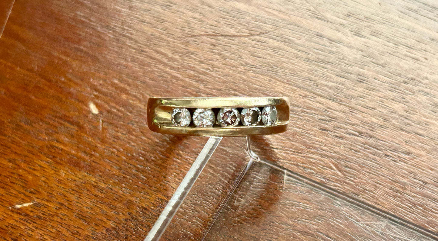 Vintage Men's 14k Yellow Gold 1.25ct Round Channel Set Diamond Band Ring Sz 10