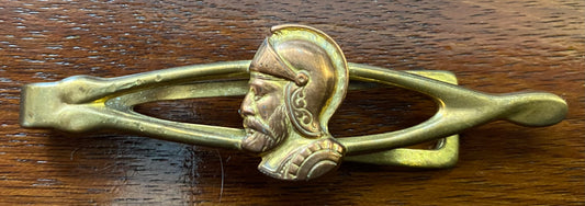 Vintage Brass Tone Metal Roman Soldier Tie Clip Bar