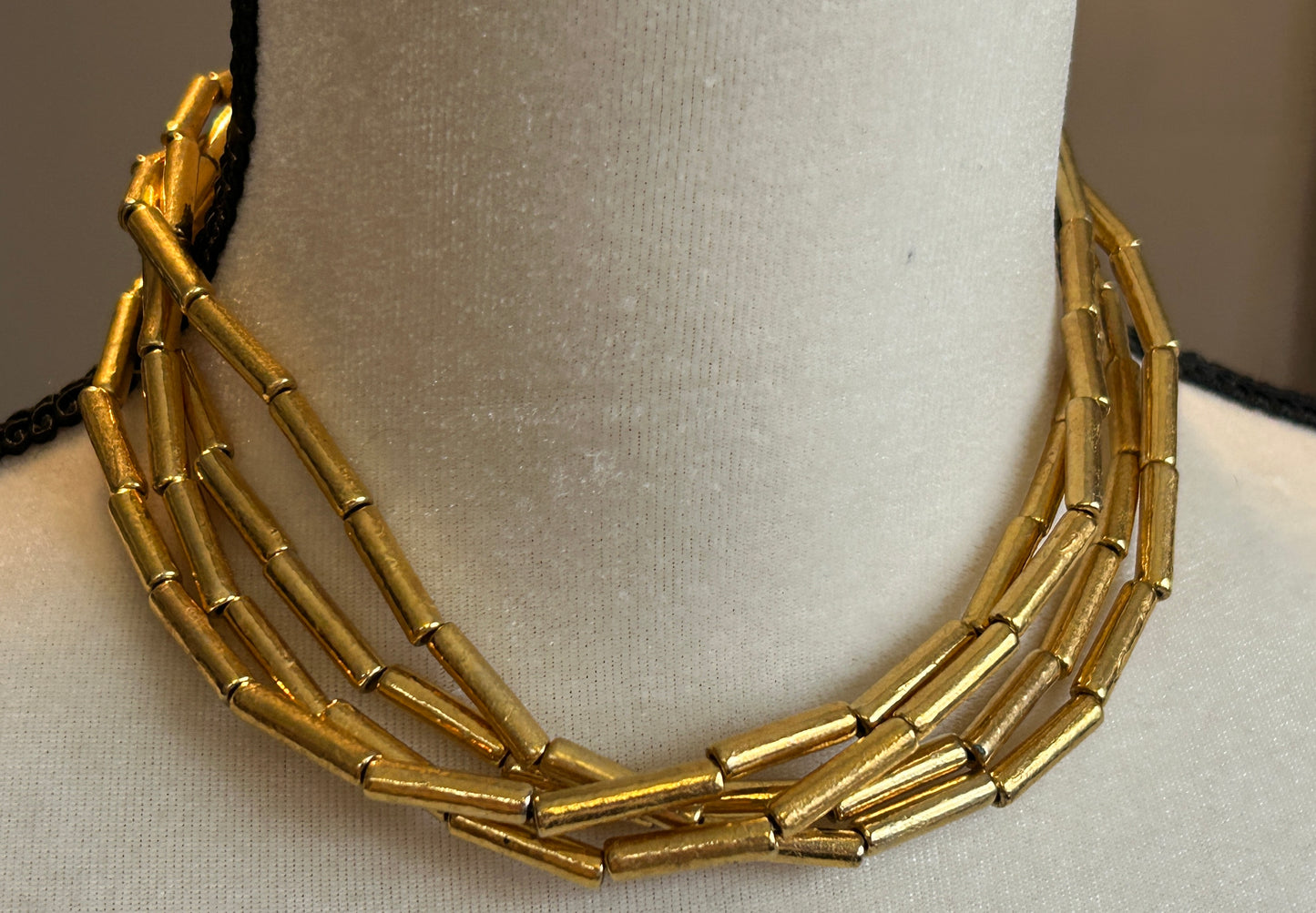 Vintage Gold Tone Bead Multistrand Necklace