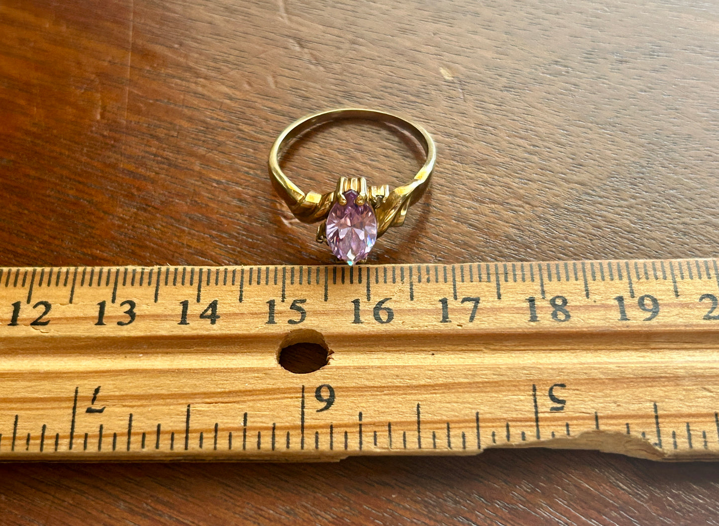 10k Yellow Gold Marquise Amethyst Diamond Accent Ring Sz 8.75