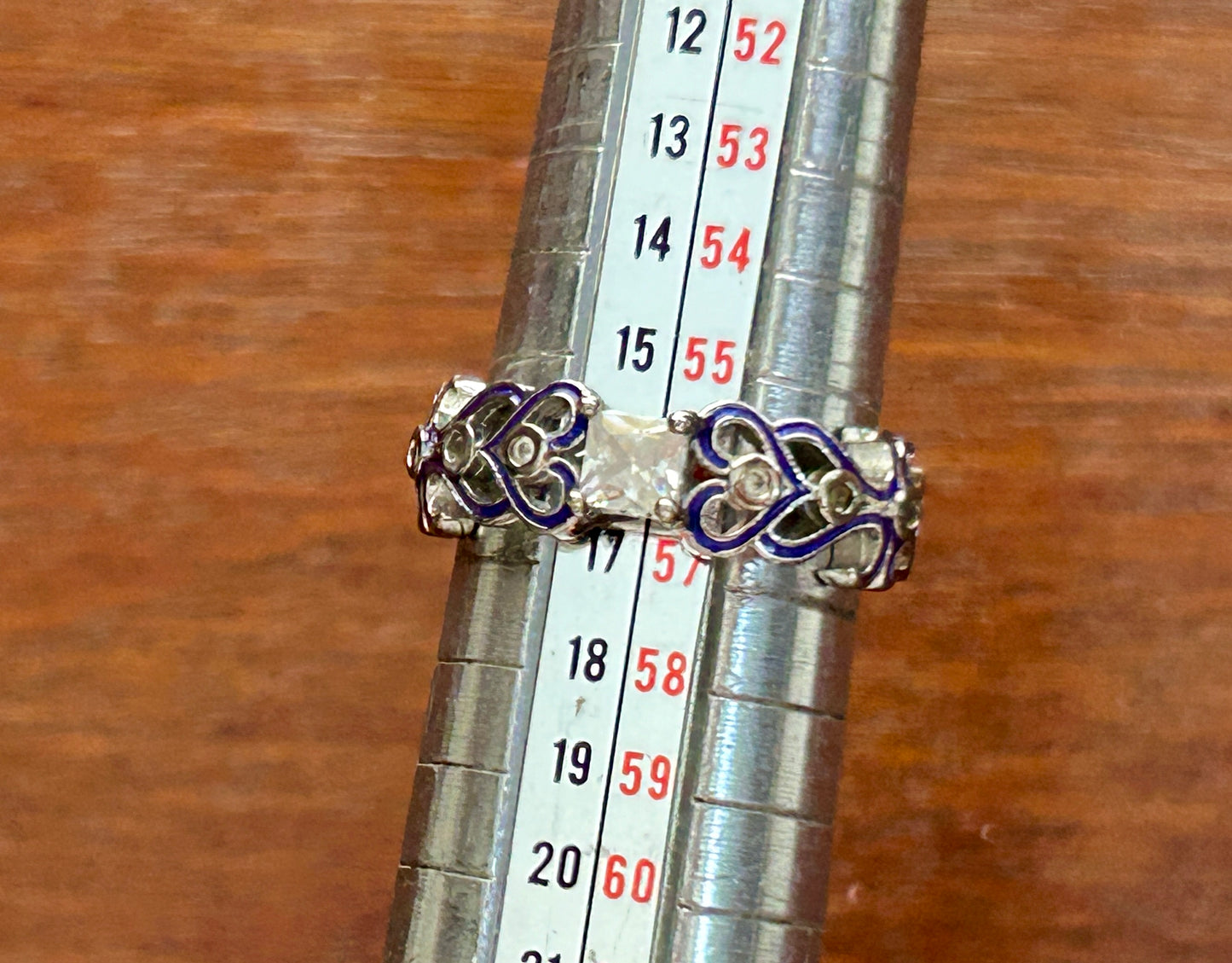 Sterling Silver 925 Square CZ Stone Purple Relief Ring Sz 7.5