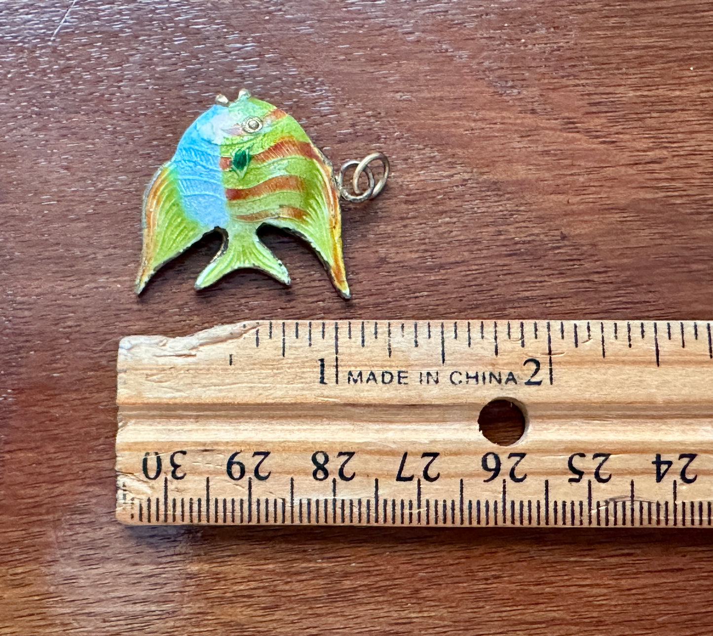 Vintage Cloisonne Enamel Tropical Color Angel Fish Necklace Pendant