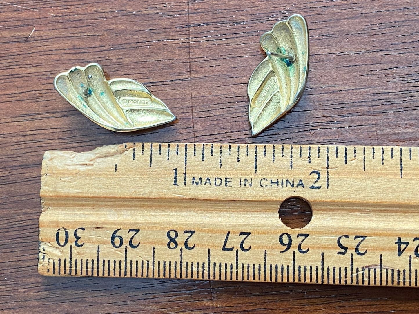 Vintage Gold Tone Monet Pierced Earrings