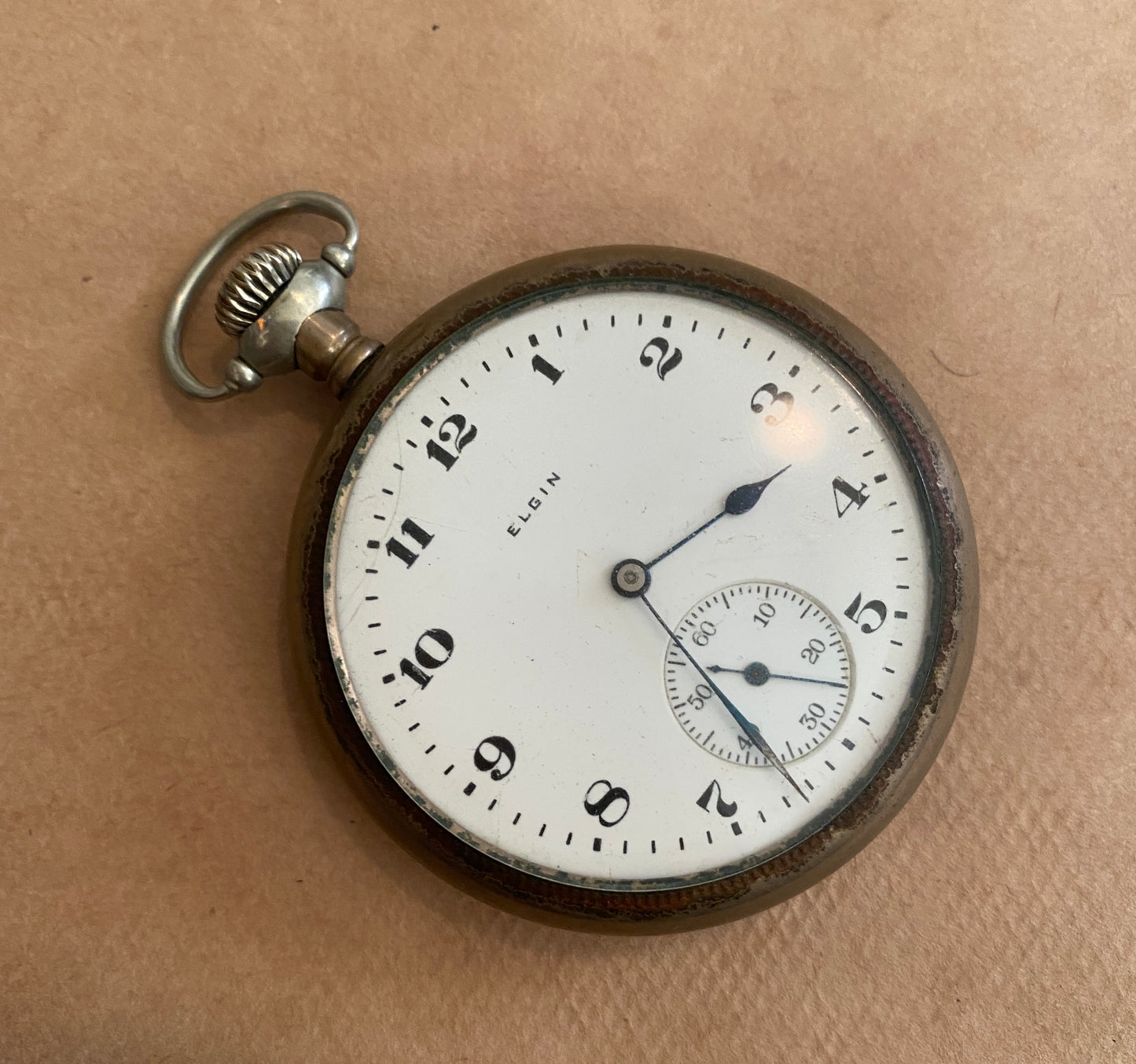 1919 Elgin National Watch Co Pocket Watch Grade 291 16s 7j Nickel Case