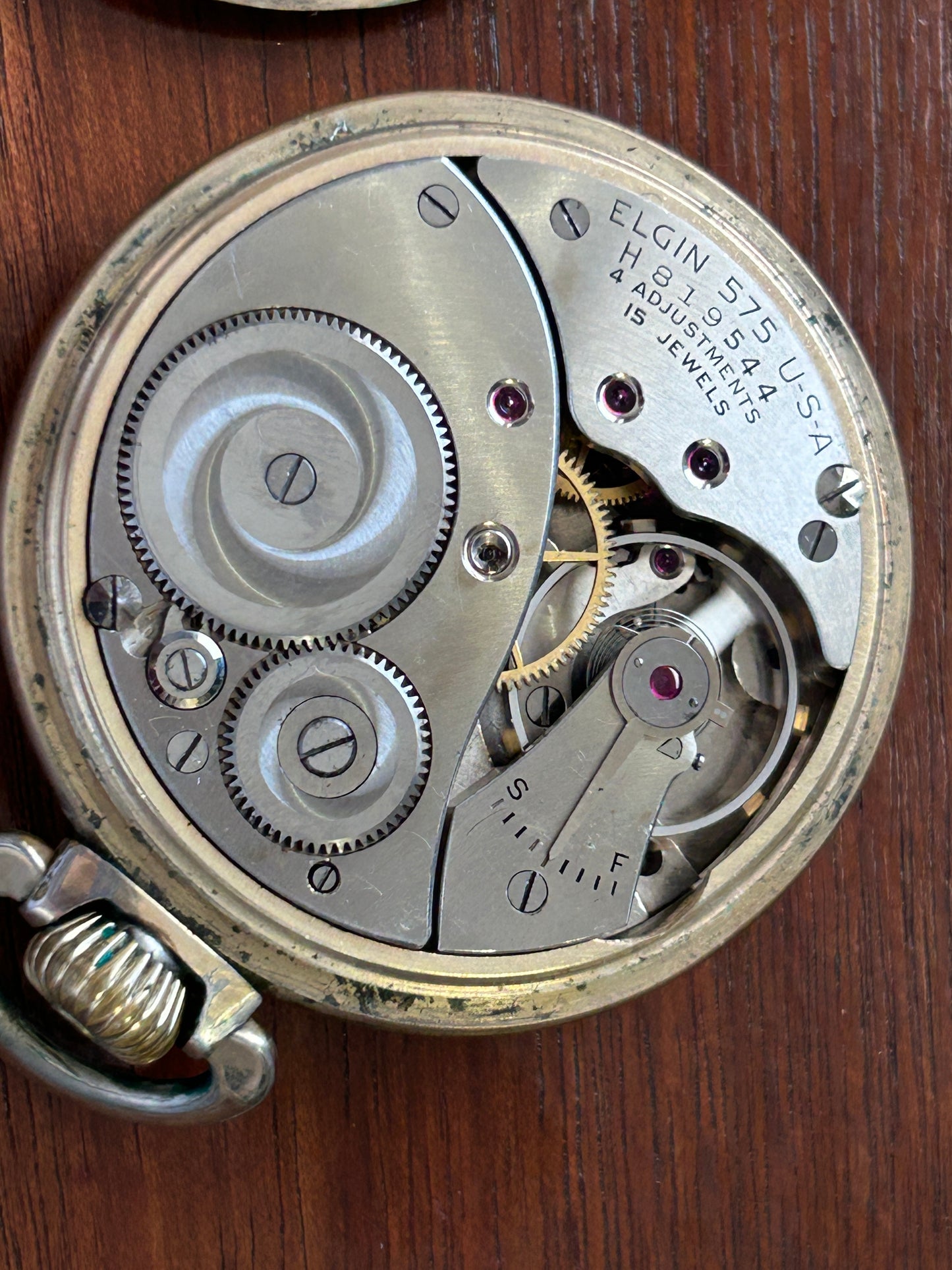 1950's Elgin Grade 575 16s 15j Pocket Watch 10k Rolled Gold Plate
