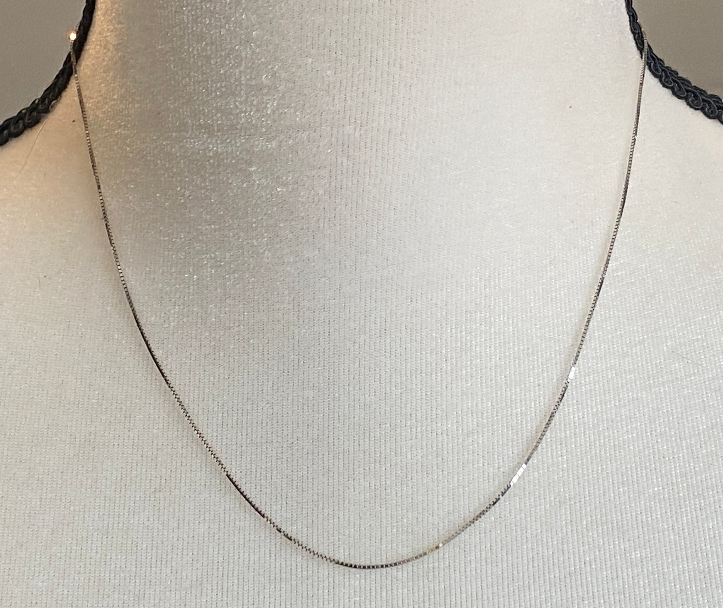 14k White Gold Box Chain 17" Thin Under 1mm