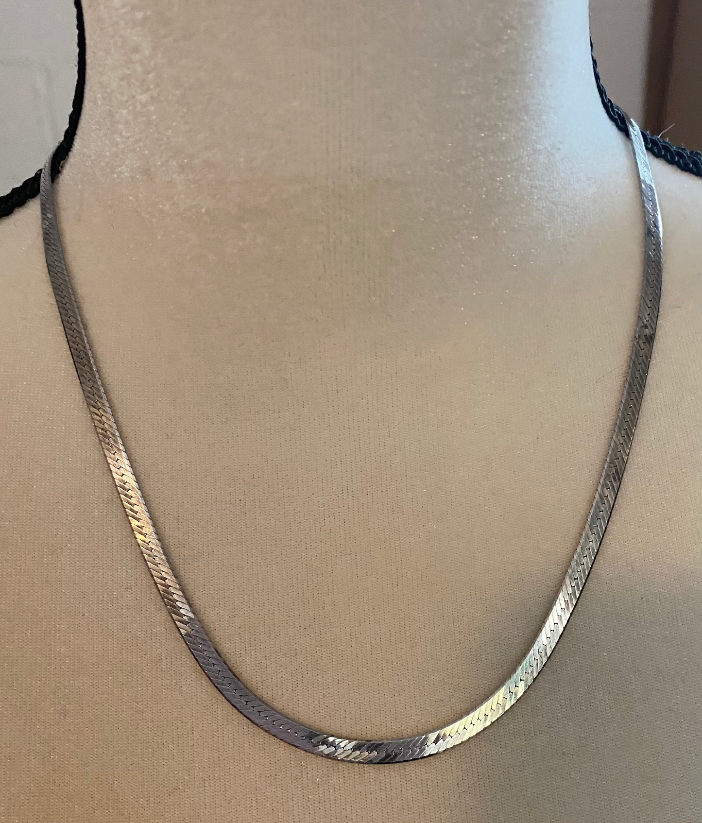 Sterling Silver 925 Wide Herringbone Chain Necklace IBB