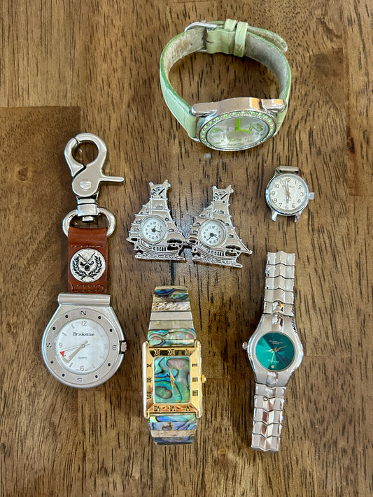 Watch Lot Manual Wind Quartz Fob Wristwatch Abalone