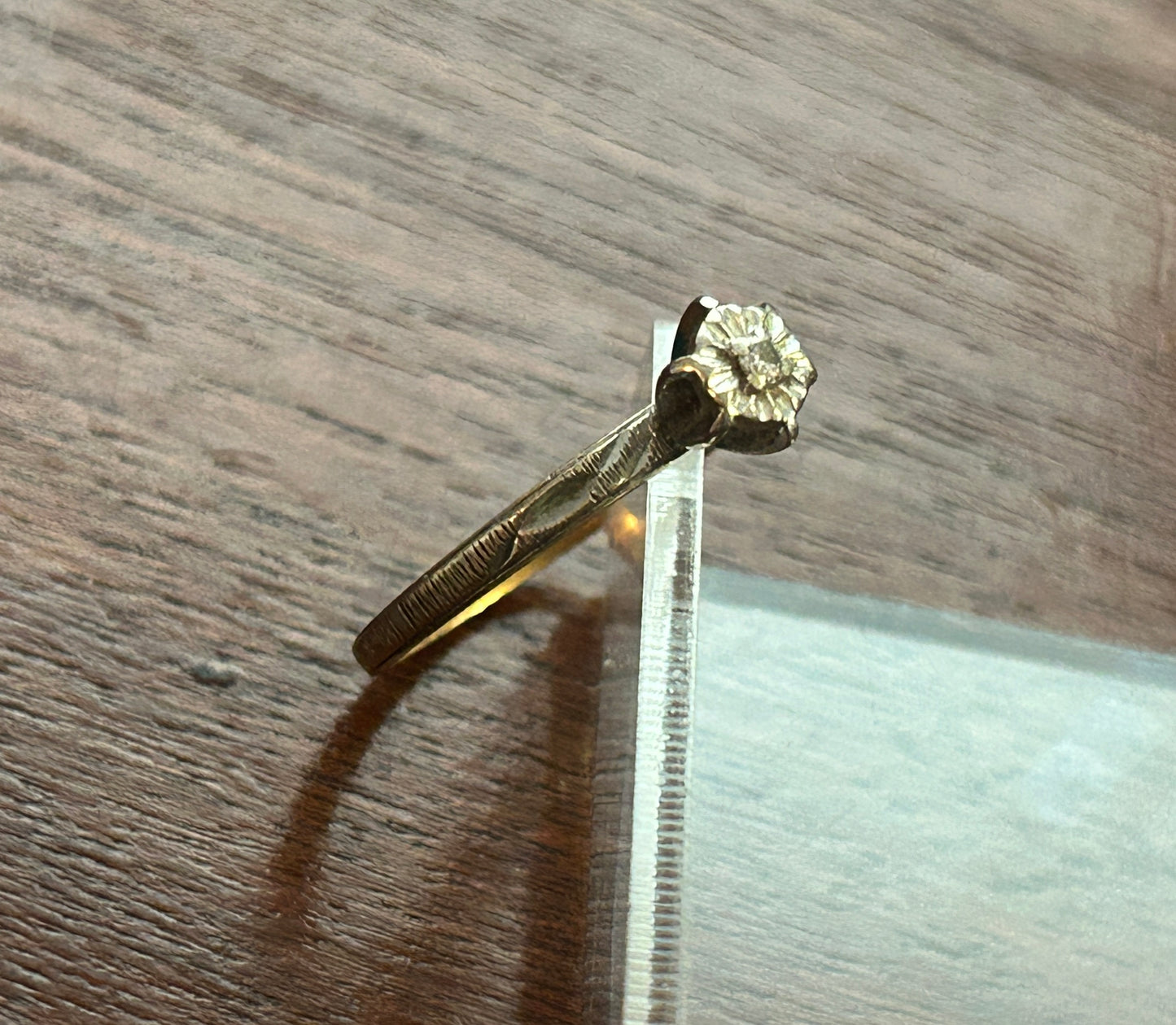 Vintage 14k Yellow White Gold Diamond Engagement Ring Sz 6.25 Signed Keepsake