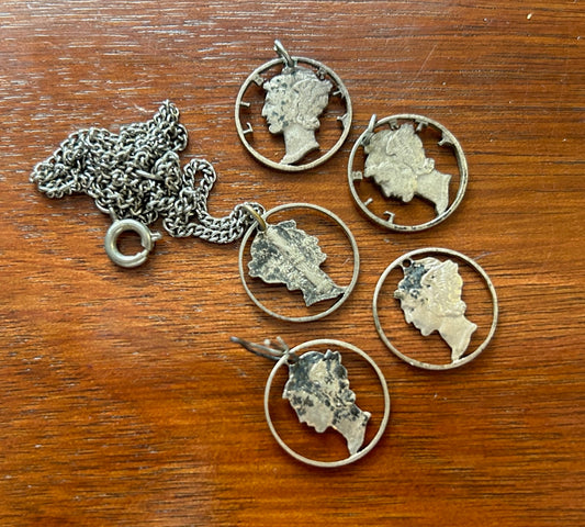 Vintage Lot of Cut Out Mercury Dime Pendants Charms Jewelry Pieces