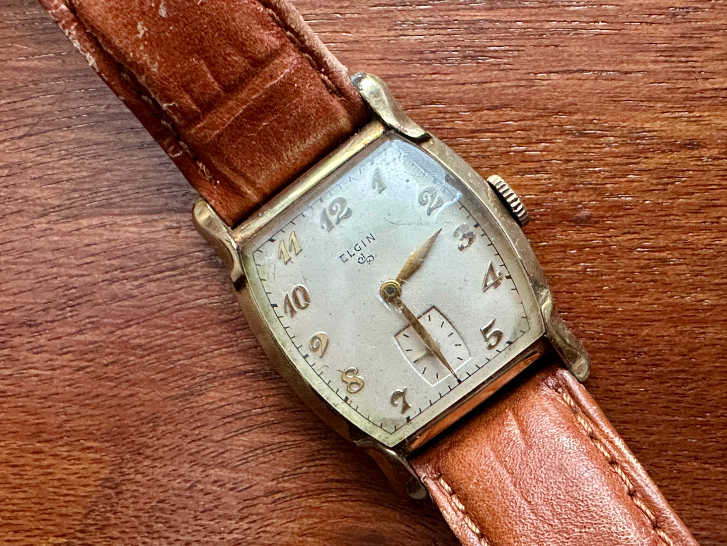 Vintage Mens 10k Yellow Rolled Gold Elgin Wristwatch Watch 17j