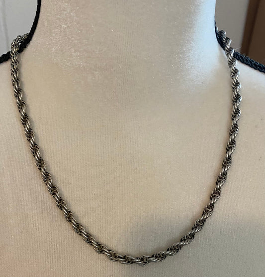 Sterling Silver 925 Twist Chain Necklace 5mm x 20" Long