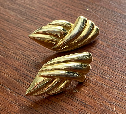 Vintage Gold Tone Monet Pierced Earrings