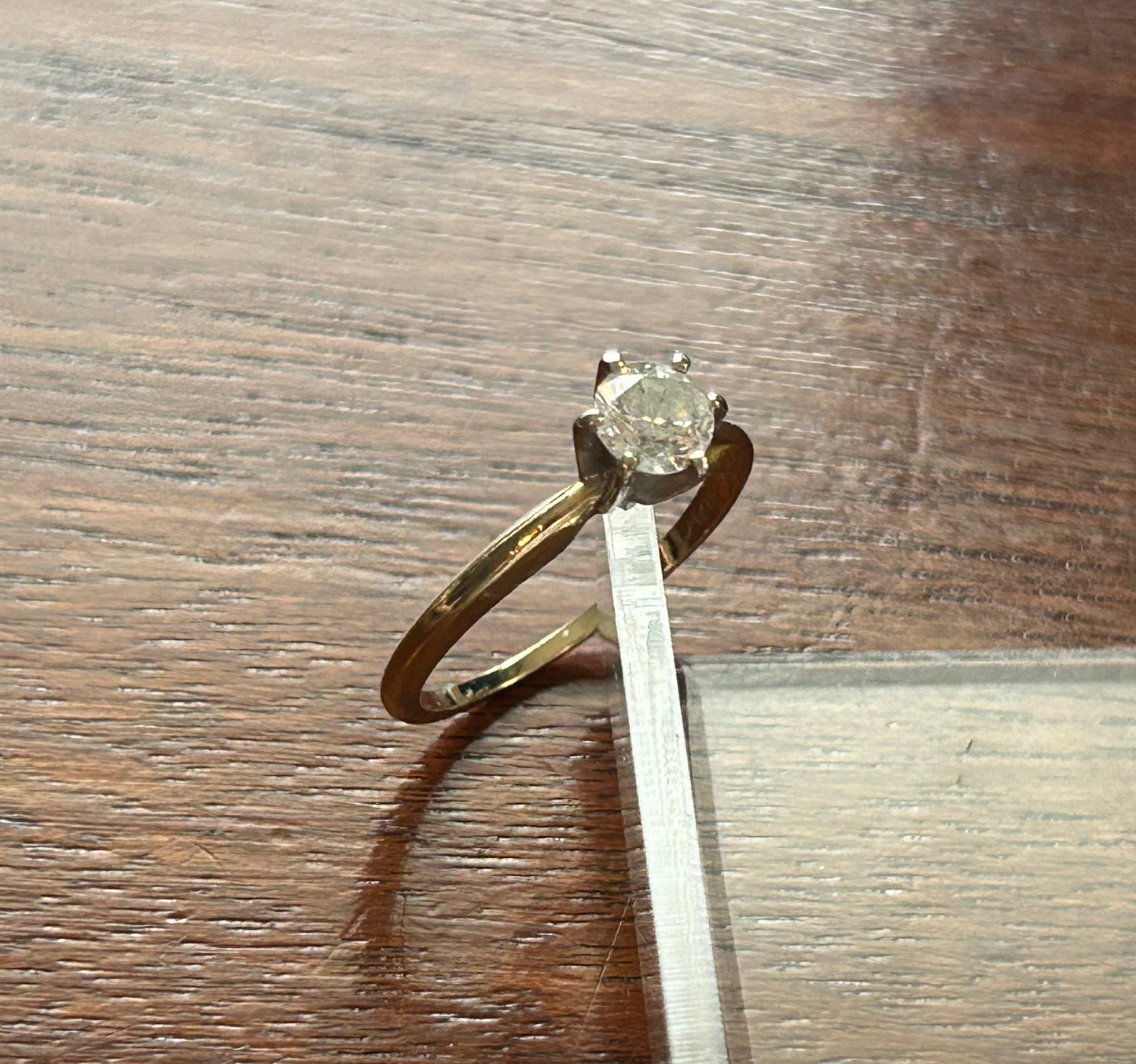 Vintage 14k Yellow Gold .46ct Round Diamond Solitaire Engagement Ring Sz 5.25