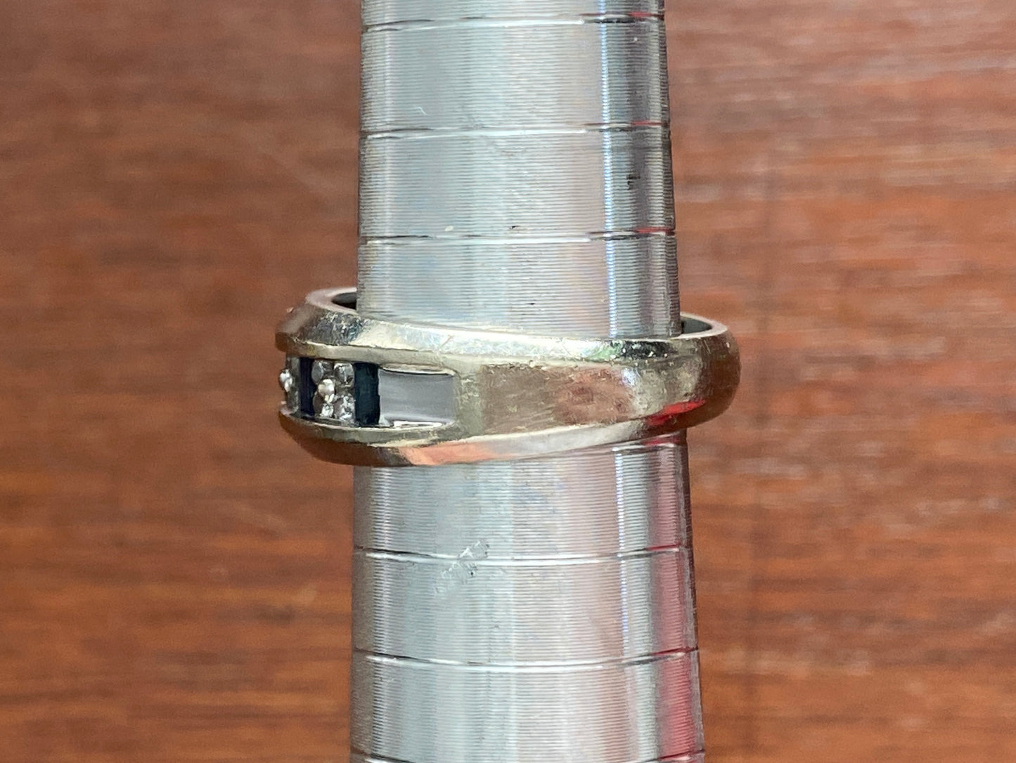 RJM Designer 14k White Gold .25ctw Diamond Sapphire Ring Sz 6.5