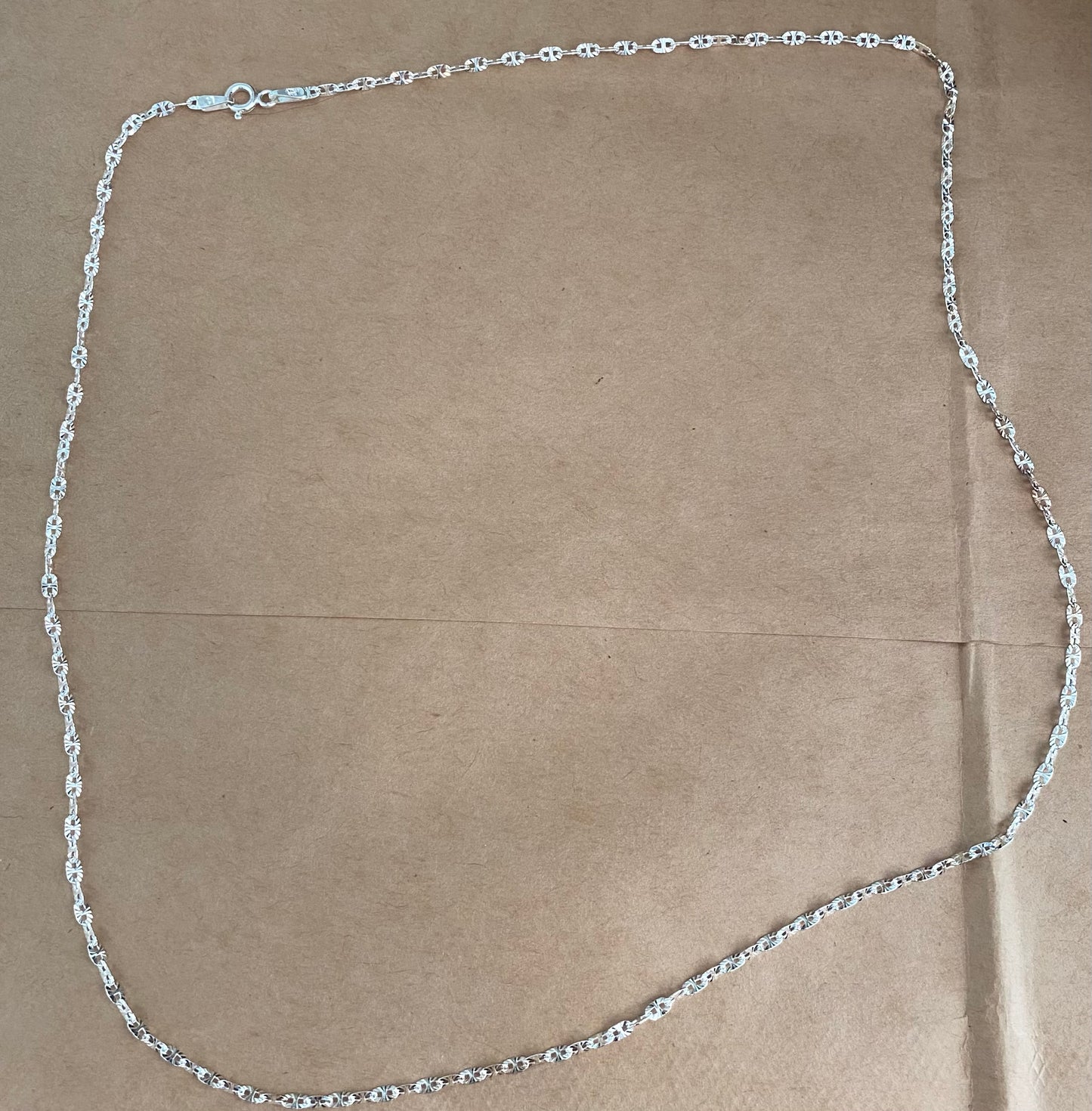 Sterling Silver 925 Faceted Anchor Chain Fancy Link Necklace 20" Long.