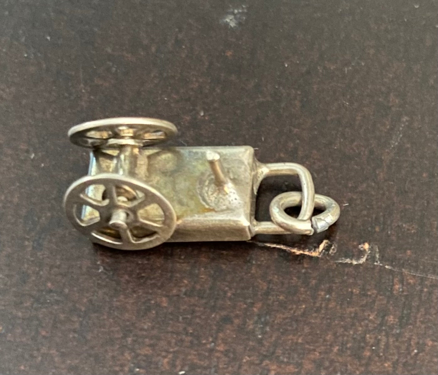 Sterling Silver 925 Wagon Wheelbarrow Charm Moving Wheels