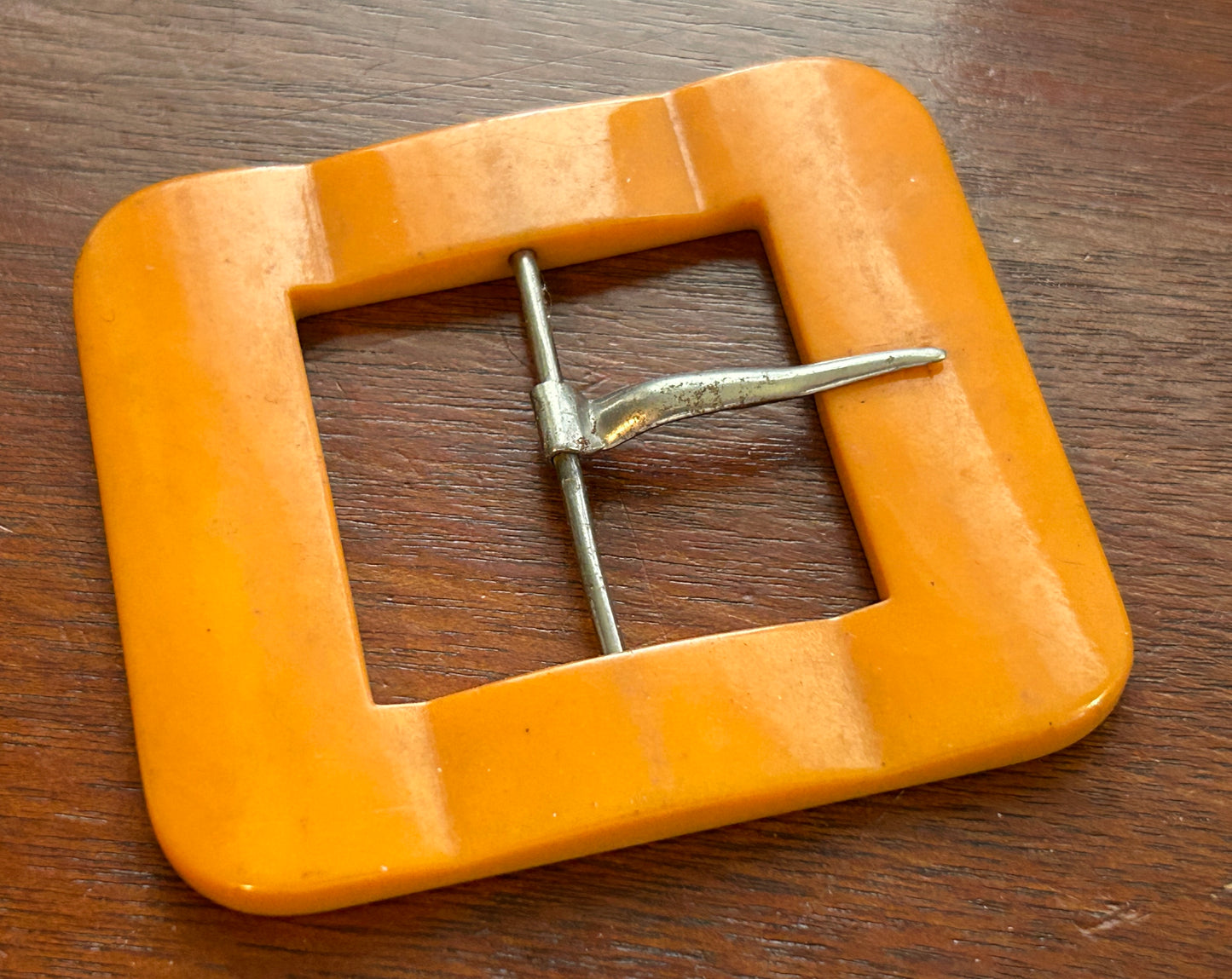 Vintage Butterscotch Bakelite Square Belt Buckle