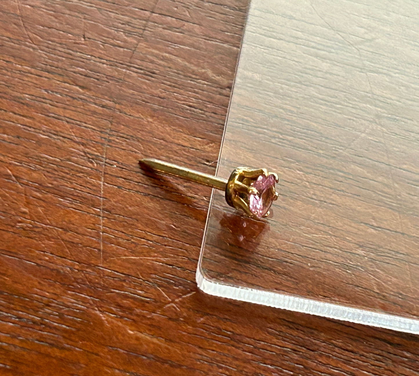 Vintage 14k Yellow Gold .25ct Pink Tourmaline SINGLE EARRING