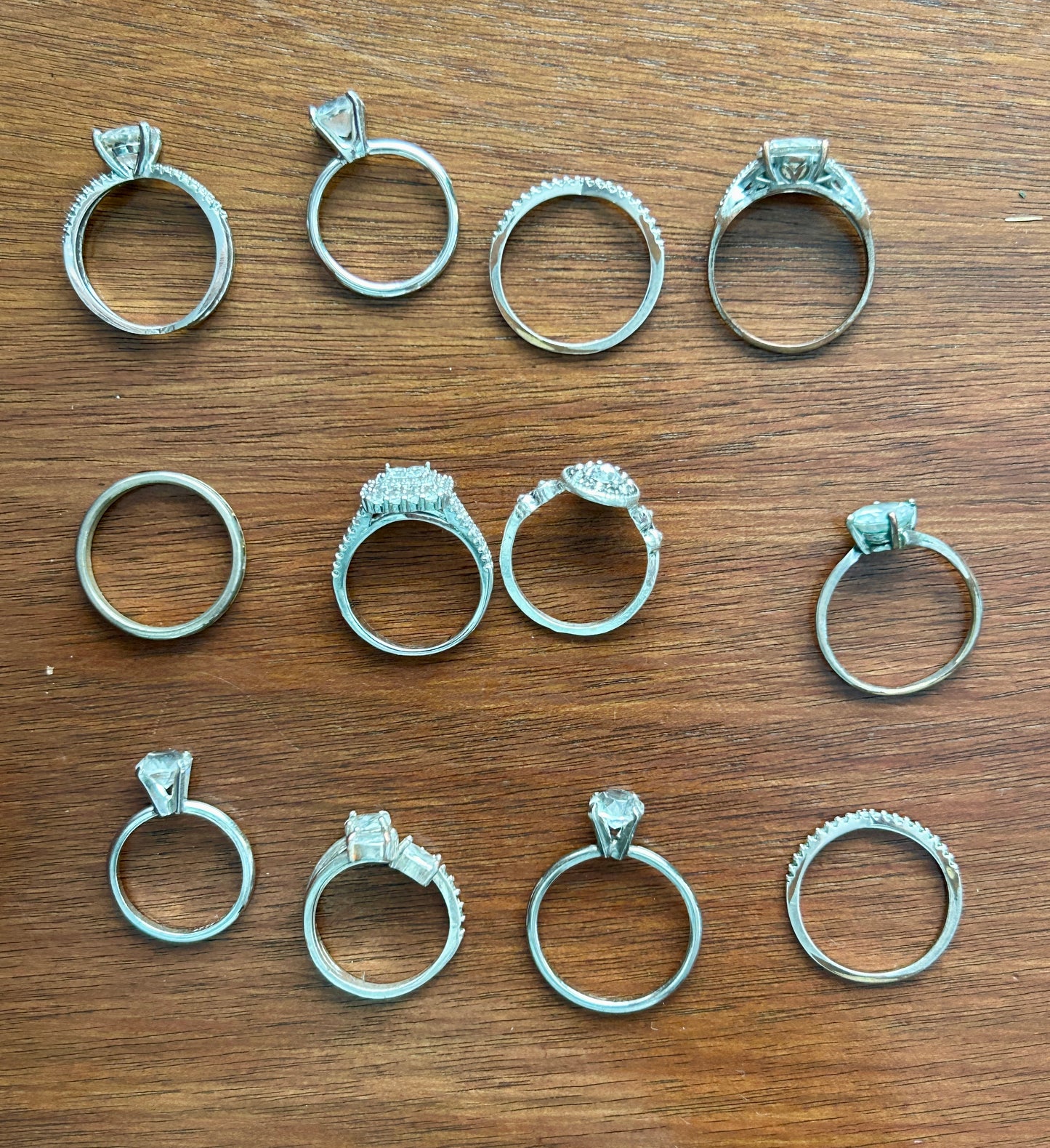 Vintage Now Silver Tone Engagement Cubic Zirconia Rhinestone Ring Lot Cocktail