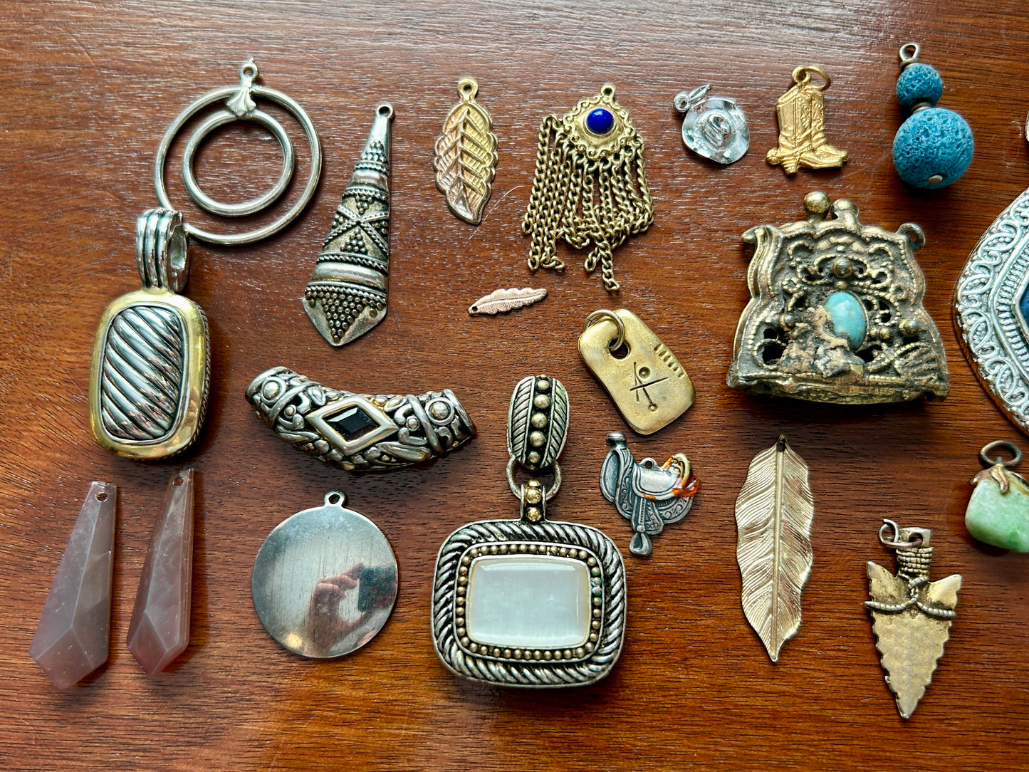 Vintage to Now Southwest Boho Pendant Charm Lot Over 25 Turquoise Silver Tone